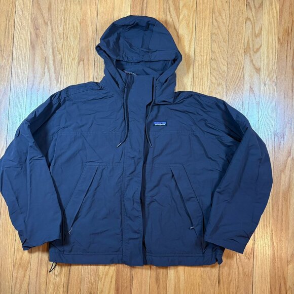 Patagonia Jackets & Blazers - Patagonia Skysail Jacket Women’s Large Ink Black Shell Hood Lightweight Coat